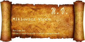 Miklovicz Vince névjegykártya